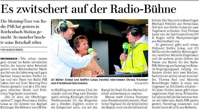 Radio-PSR in Reichenbach - Presseartikel